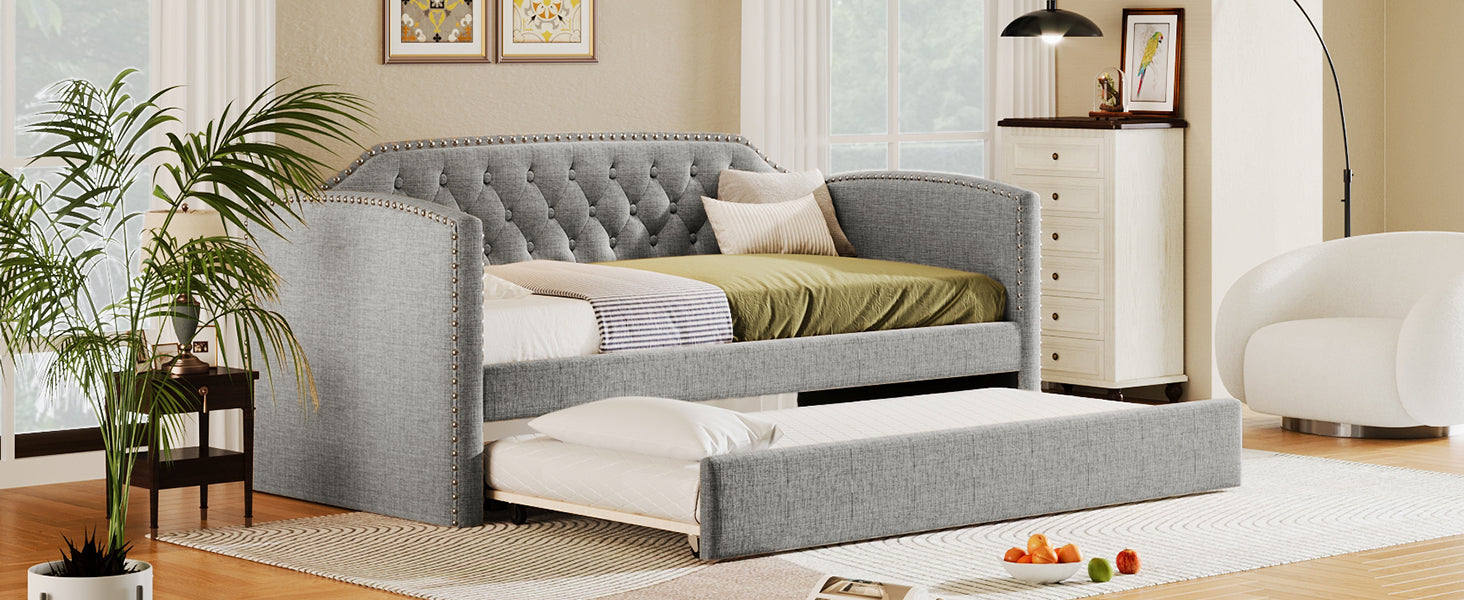 Traditional Twin Upholstered Daybed with Trundle