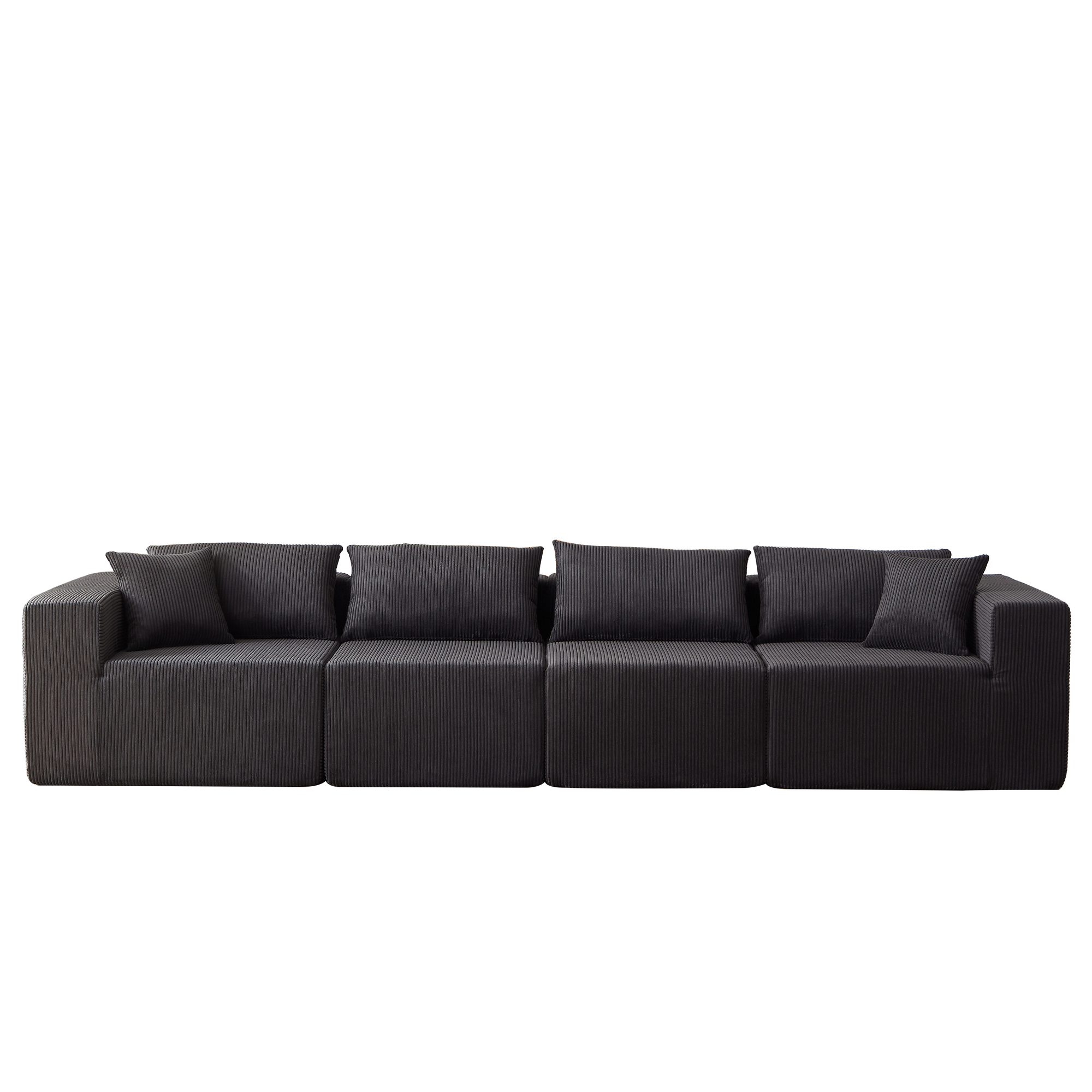 Nairobi 4-Seat Minimal Modular Sectional Sofa in Black