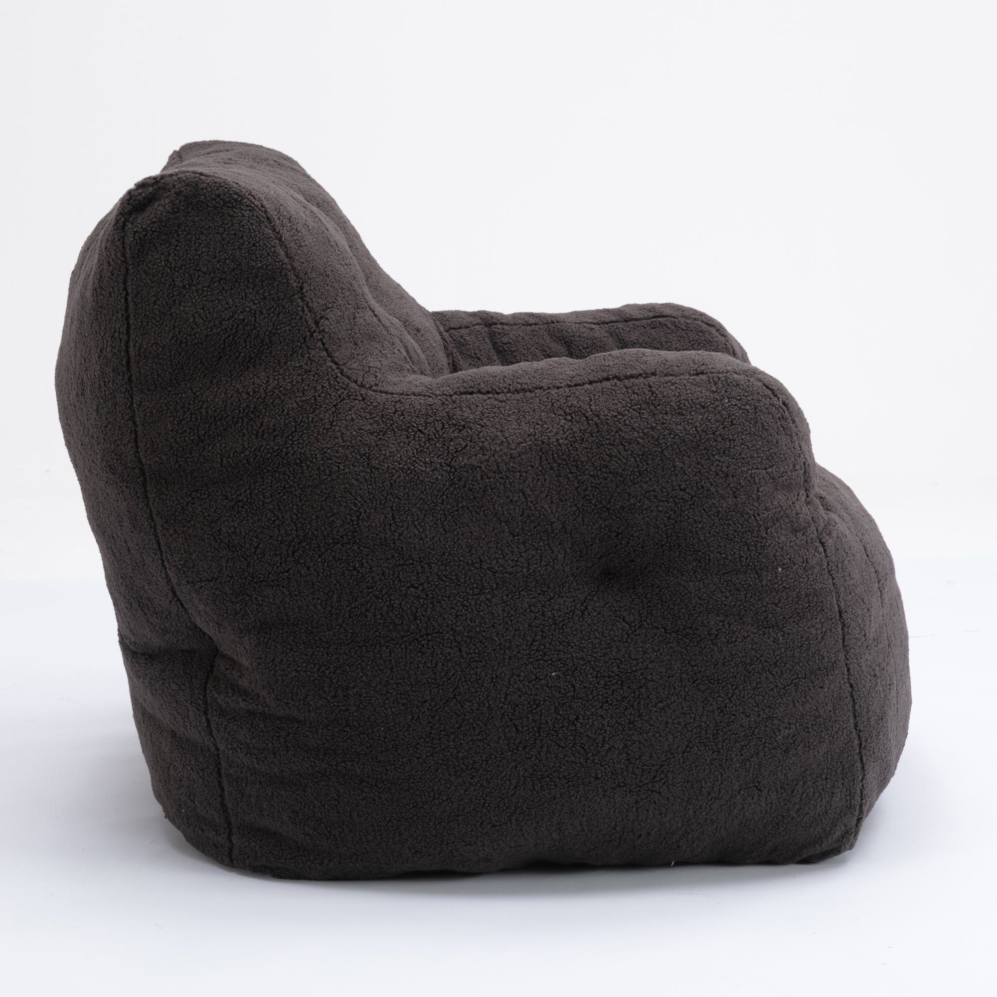 Soft Teddy Tufted Bean Bag Chair in Dark Gray