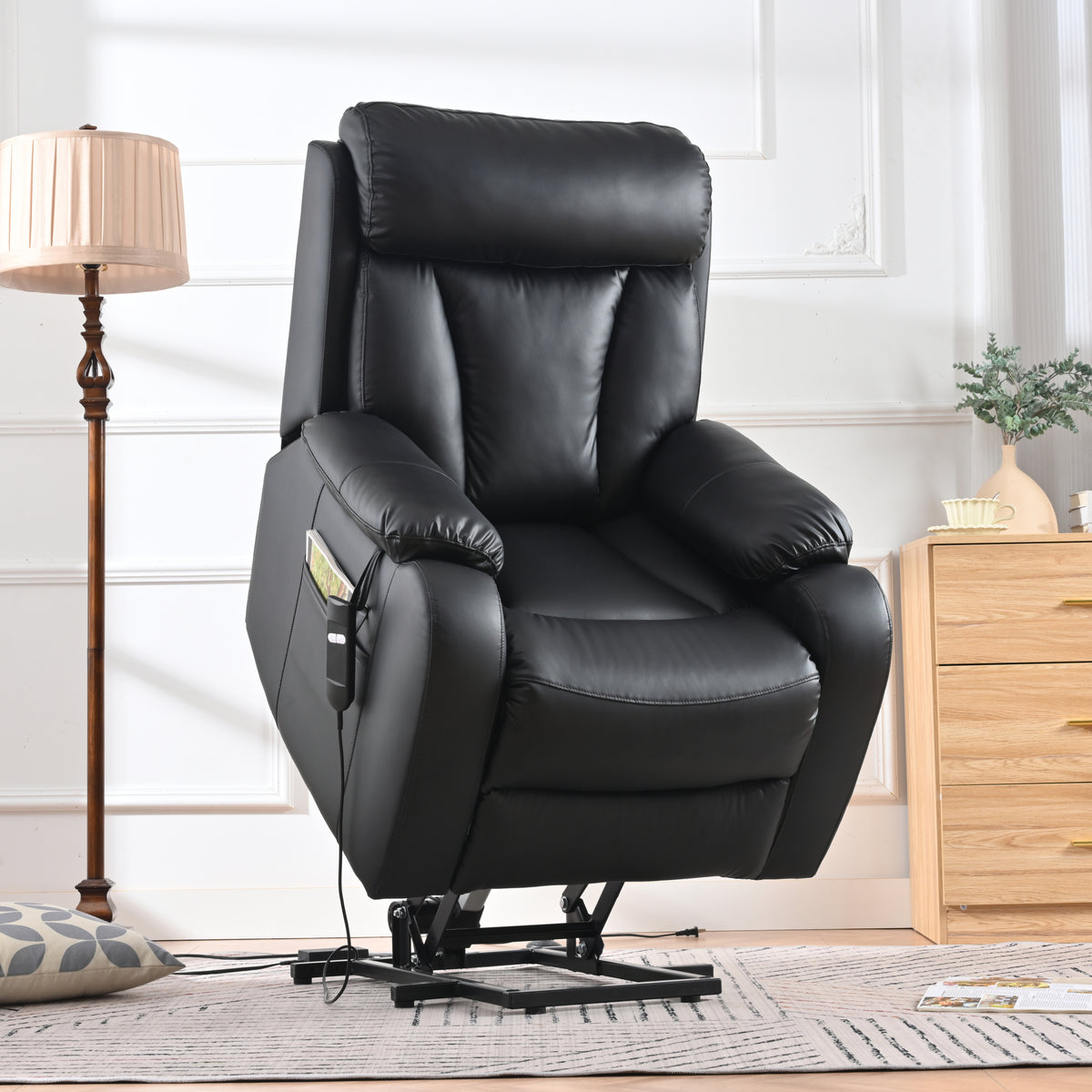 Black Electric Power Lift Recliner Chair With Remote Control