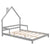 Gray Full House-Shaped Headboard Bed with Handrails and Slats