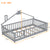 Twin House-Shaped Bedside Toddler Floor Bed with Guardrails and Door in Gray