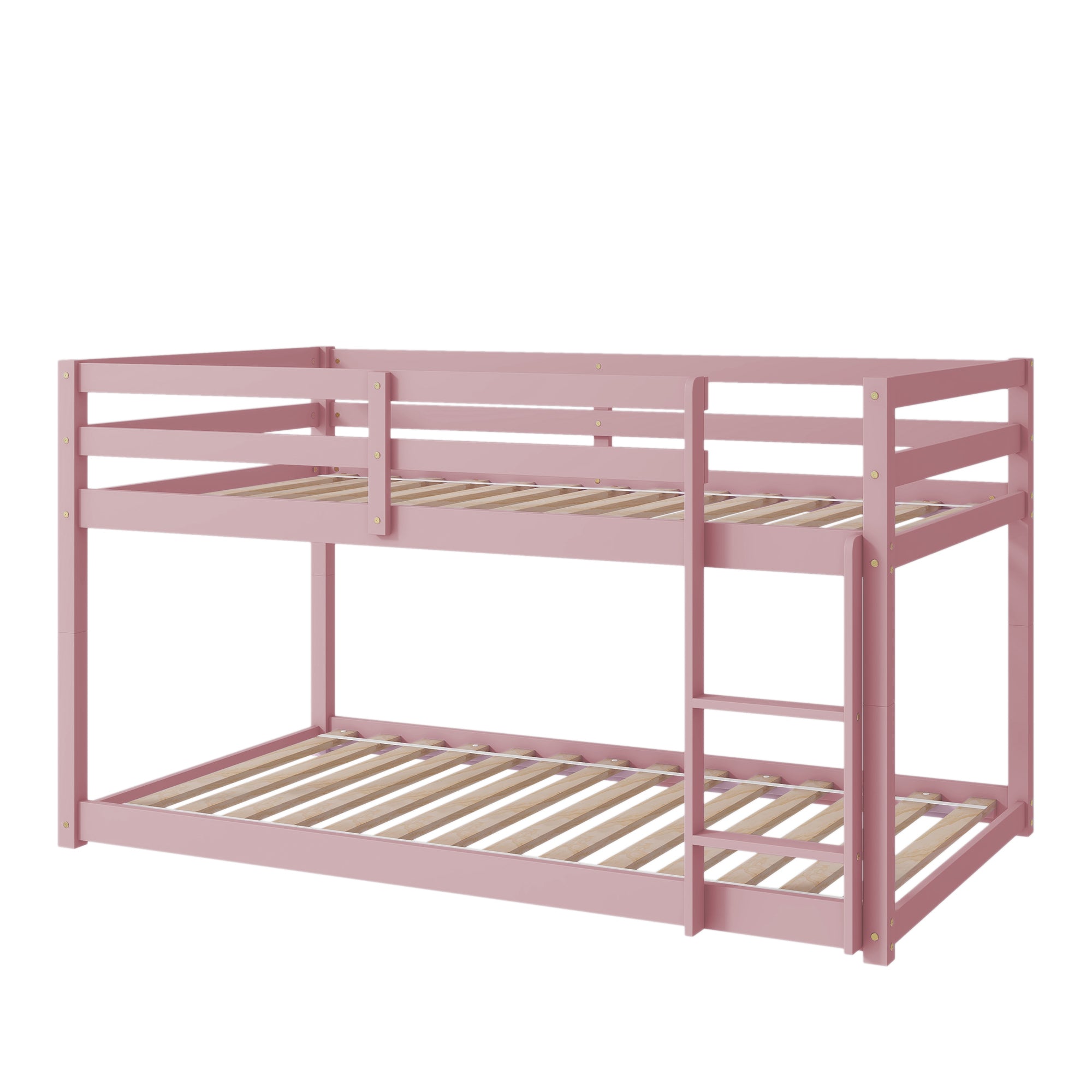 Pink Twin Over Twin Low Floor Bunk Bed