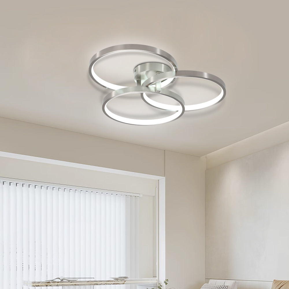 Three-Ring Contemporary Semi-Flush Mount Ceiling Lamp