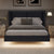 Dark Gray Modern King Size Floating Platform Bed with Velvet Upholstery and LED Lights