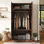 2-Door Wooden Wardrobe Armoire with 3 Storage Shelves In Brown