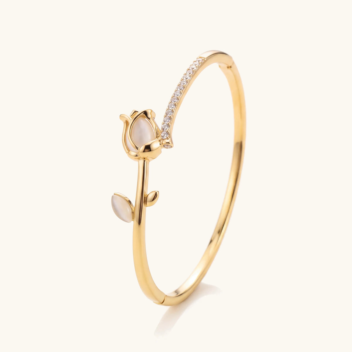 Elegant Tulip Opal Diamond Accented Bracelet in gold