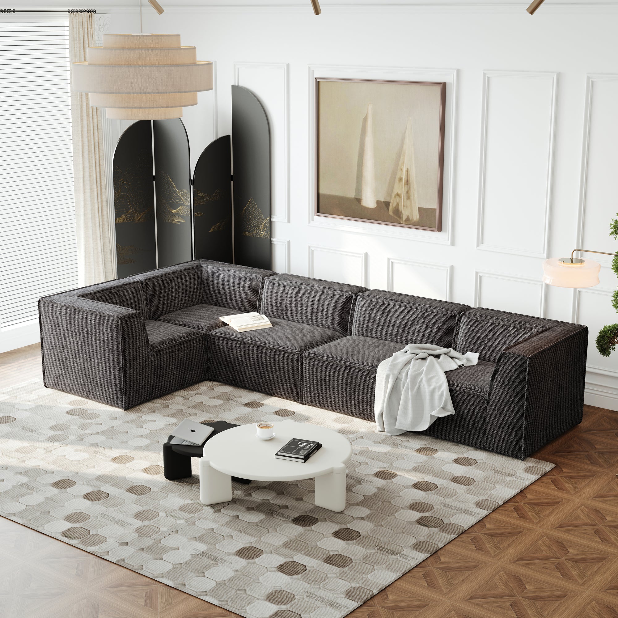 Kinshasa 5-Seat Modular Sofa in Black