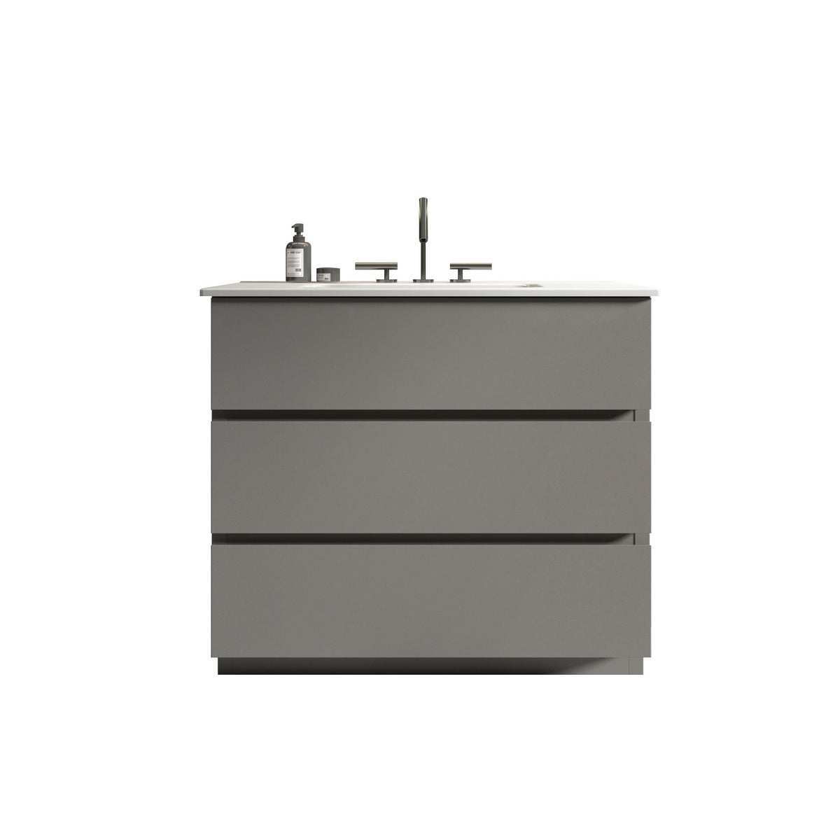 Modern 36 Inch Gray Bathroom Vanity with Sink and Large Storage Freestanding Design One-Piece White Basin Pre-assembled In Gray