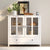 Buffet Storage Cabinet With Double Glass Doors Unique Bell Handle In White