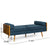 Navy Blue Mid-Century Modern Chaise Lounge with Button-Tufted Waffle Stitch