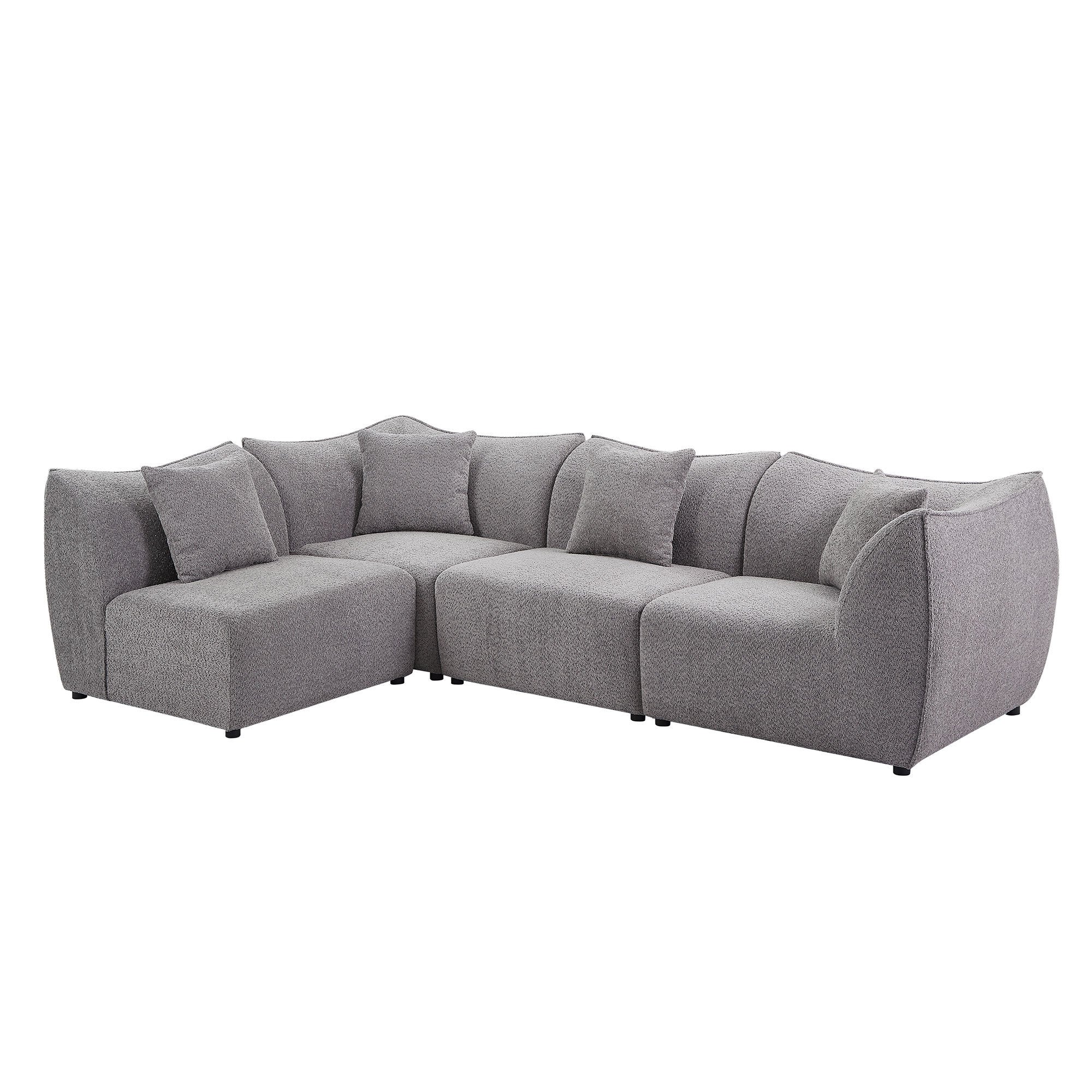 Bergen Modular Teddy 4-Seater Sofa in Gray