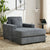 Blue-Gray Chenille Oversized Chaise Lounger with Built-in Charge Station & Cup Holders