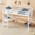 Twin Size Loft Bed For Kids with Desk, Shelves, Safety Guardrail & Ladder