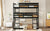 Black Triple Rubber Wood Bunk Bed with Built-In Ladders and Guardrails