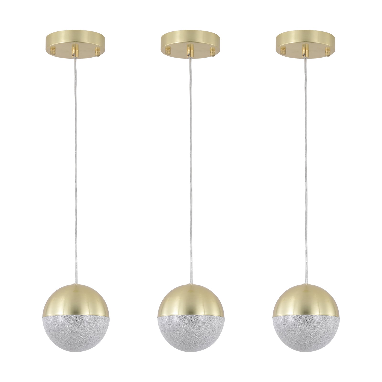 Set of 3 Sleek Globe Dimmable Pendant Lights