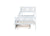 White Twin Over Full Rubber Wood Bunk Bed with Trundle, Detachable Ladder, and Guardrails