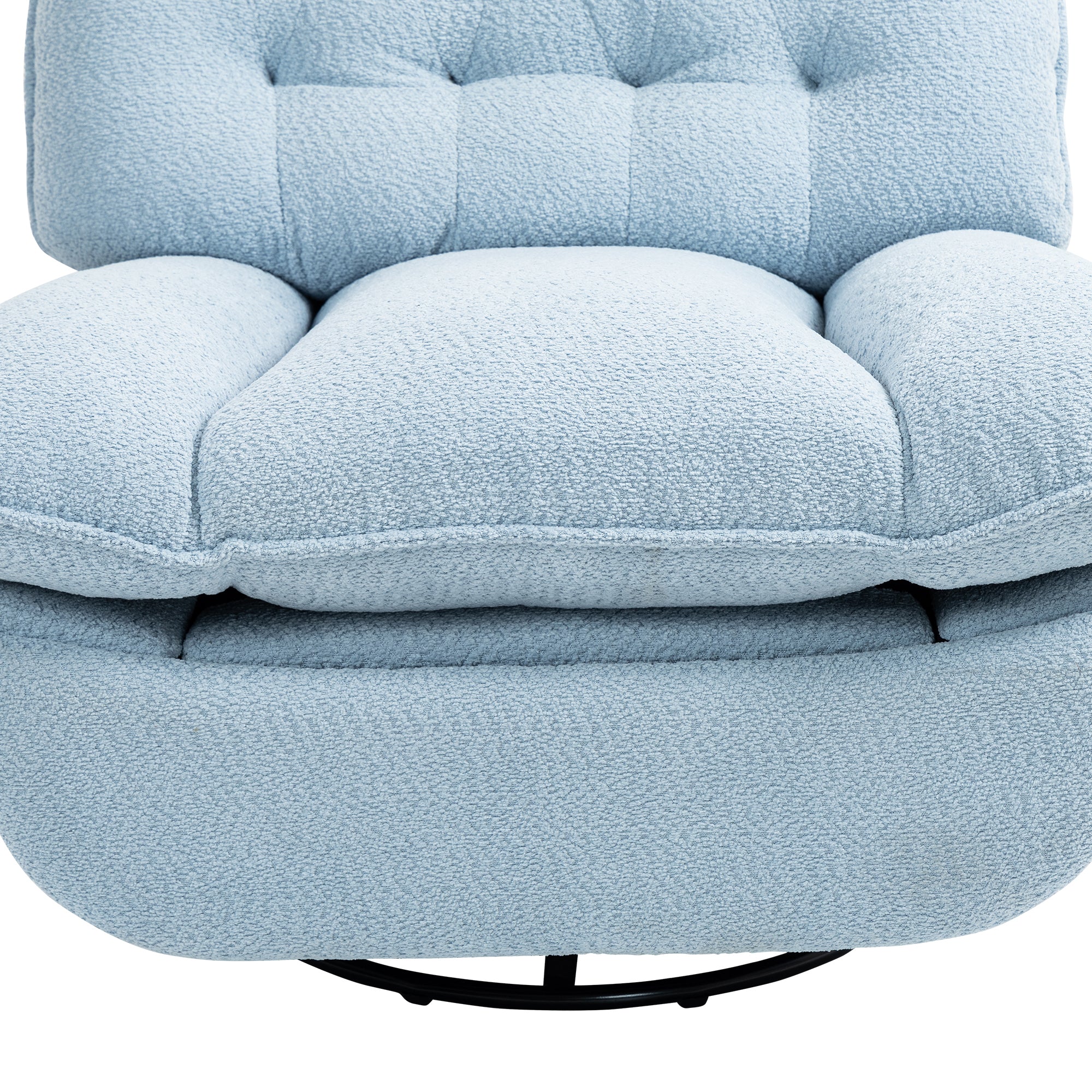 Baby Blue Upholstered Push-Back Recliner with Glider & Swivel