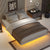 Gray Full Size Floating Bed with LED Lights Underneath