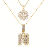Load image into Gallery viewer, 2pc 14k Diamond Letter Initial Necklaces
