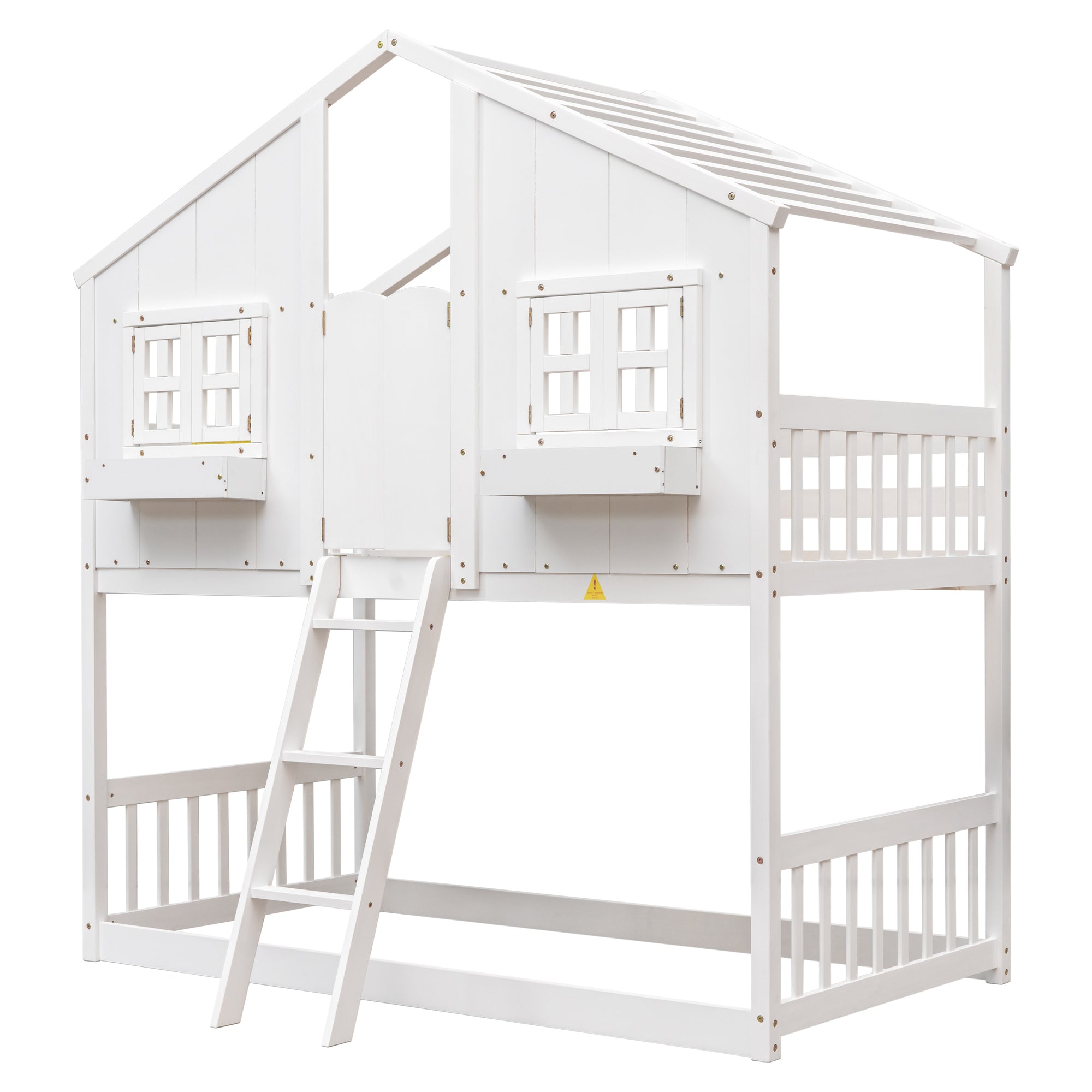 White Twin Over Twin Tree House Inspired Bunk Bed