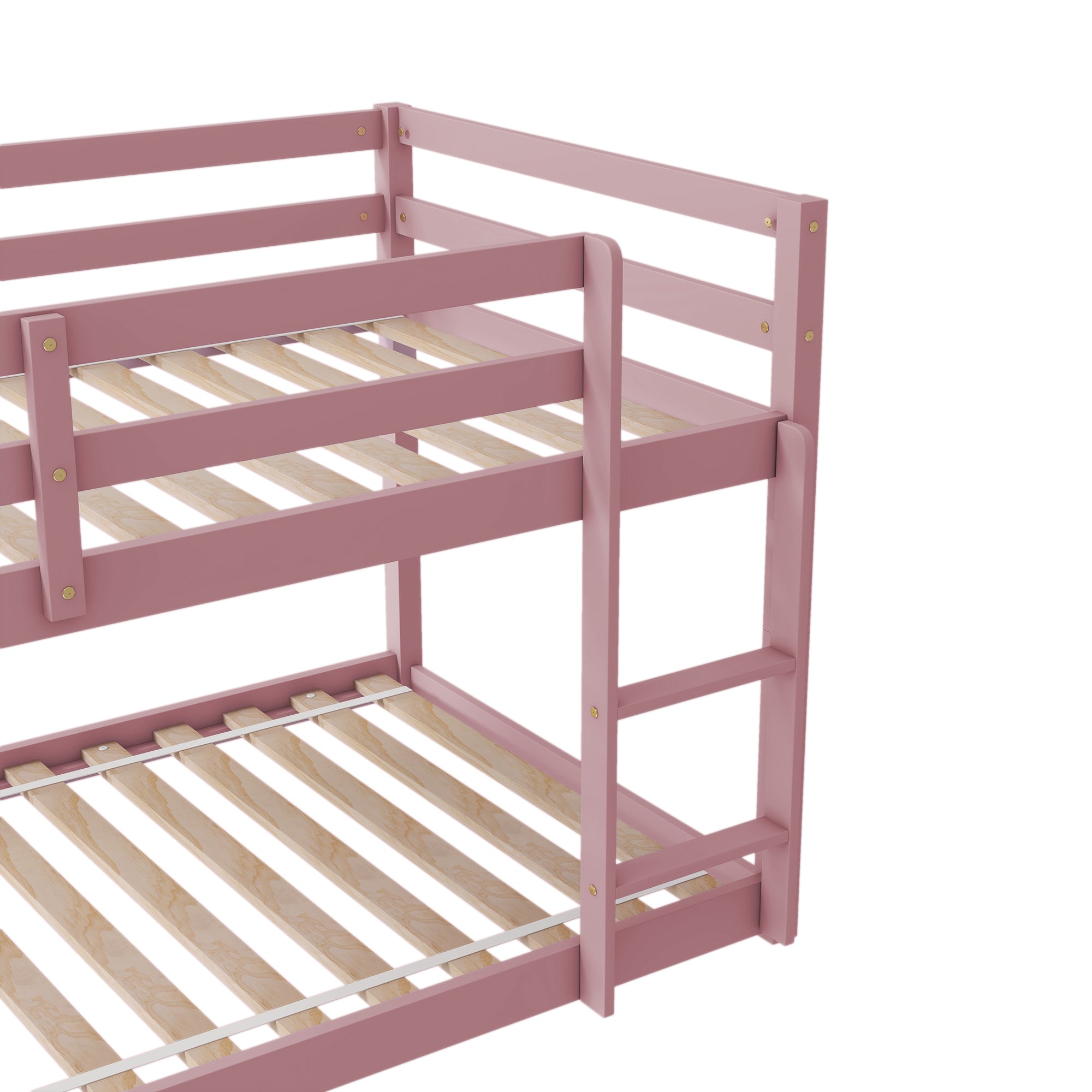 Pink Twin Over Twin Low Floor Bunk Bed