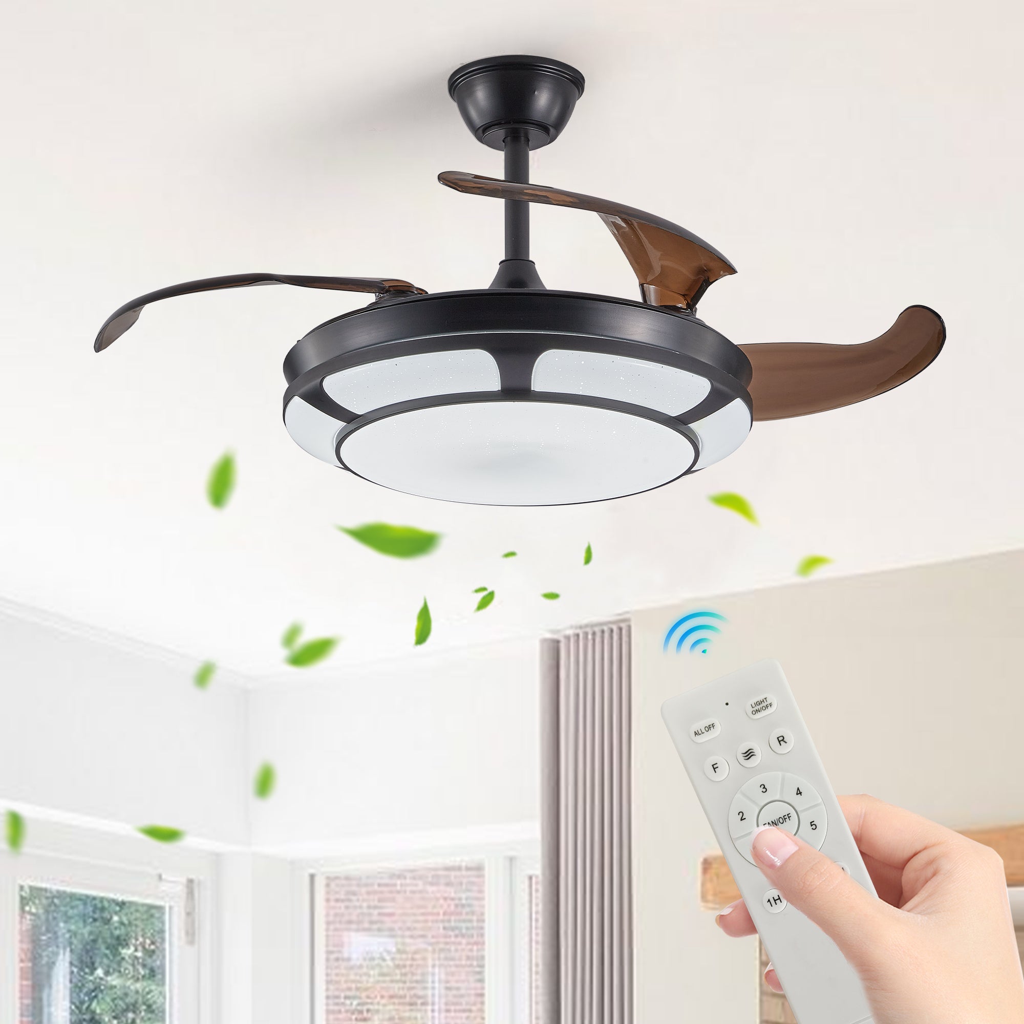 Modern Minimalist Invisible Ceiling Fan with Light