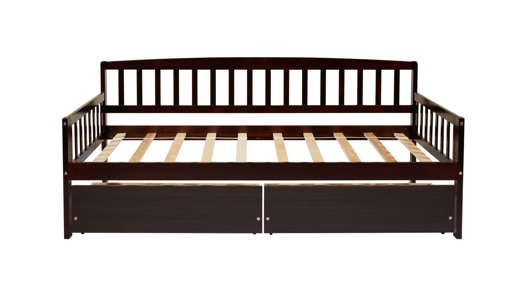 Espresso Tones Twin-Size Pine Wood Daybed with Storage Drawers