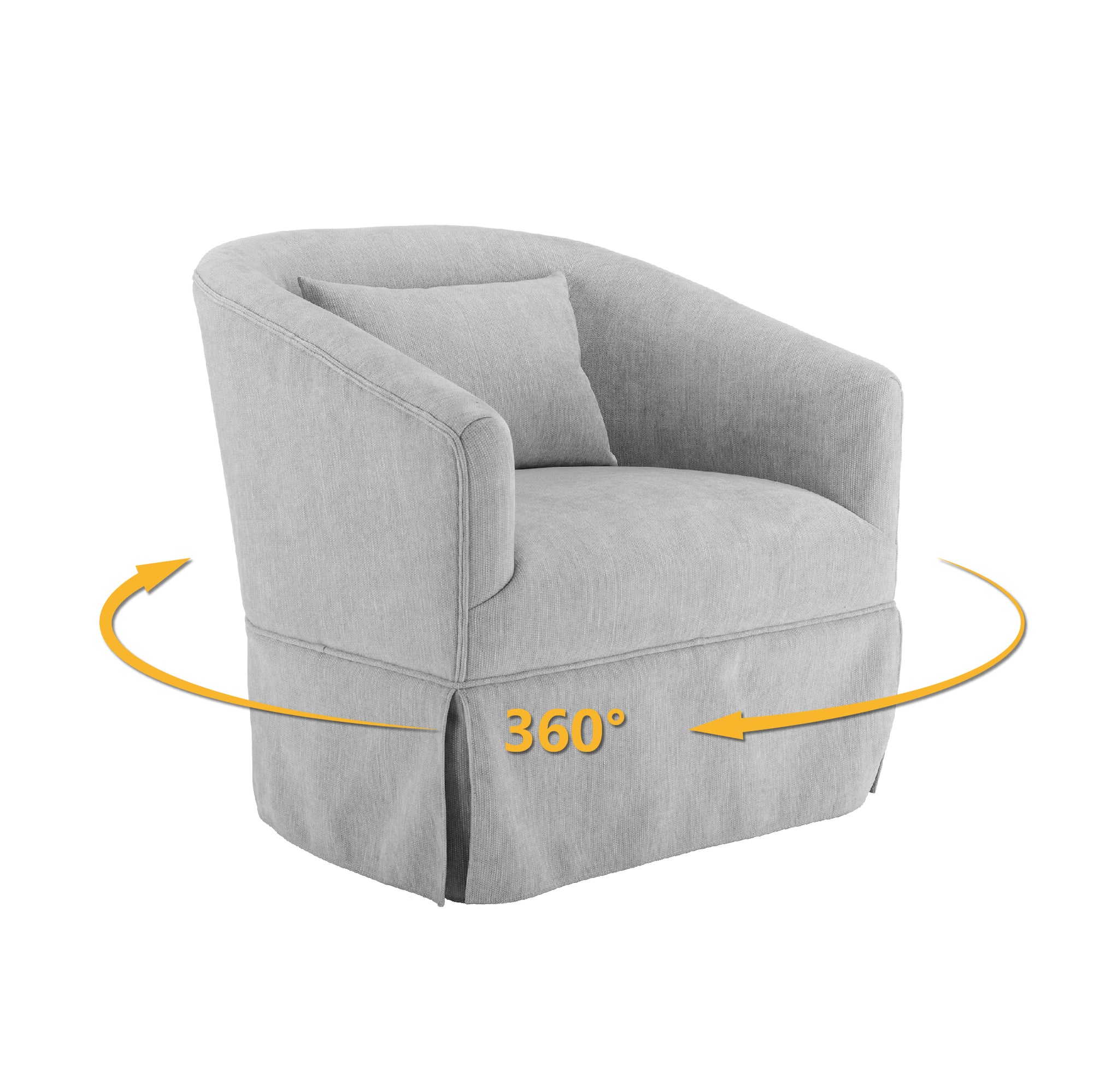 Gray Linen Blend Swivel Accent Armchair