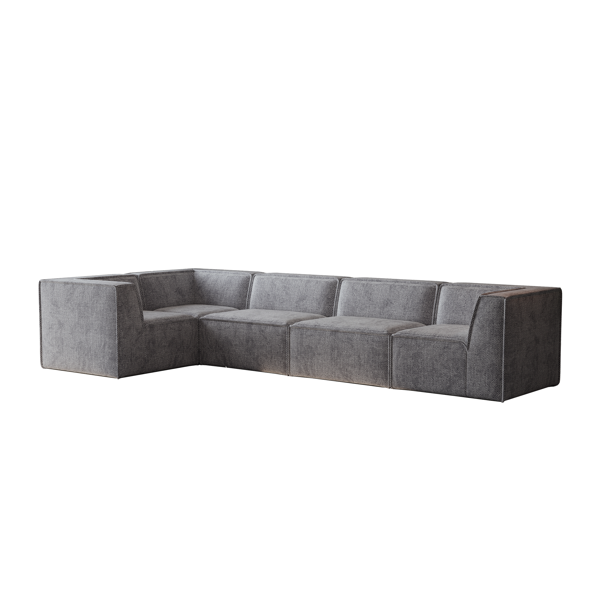 Kinshasa 5-Seat Modular Chenille Sofa in Gray