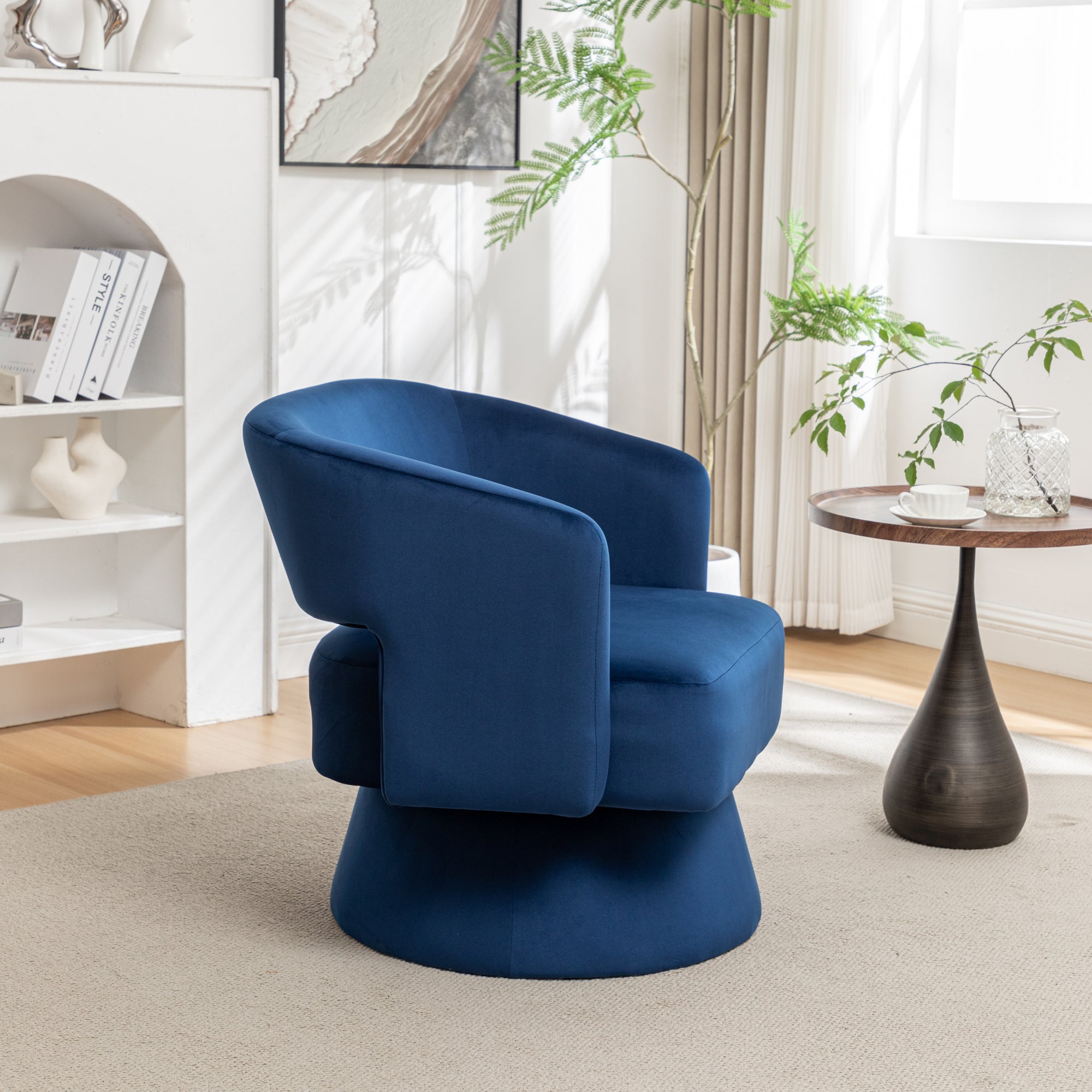 Swivel Barrel Chair, Velvet Accent Armchair - 360° Swivel, Stylish for Living Room/Bedroom, Comfortable Velvet Material