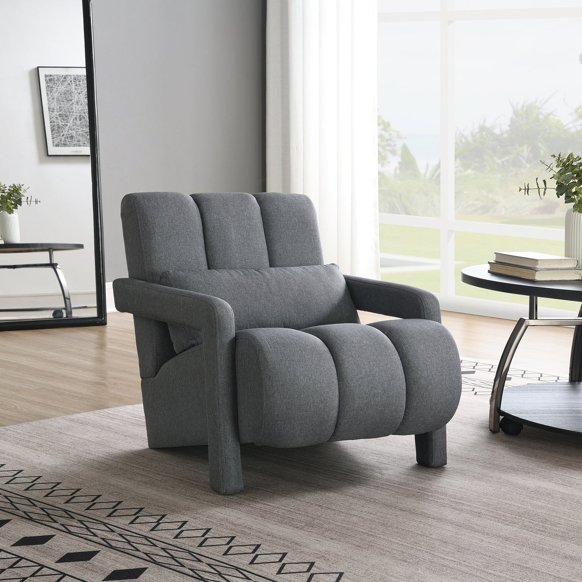 Modern Dark Gray Upholstered Accent Chair