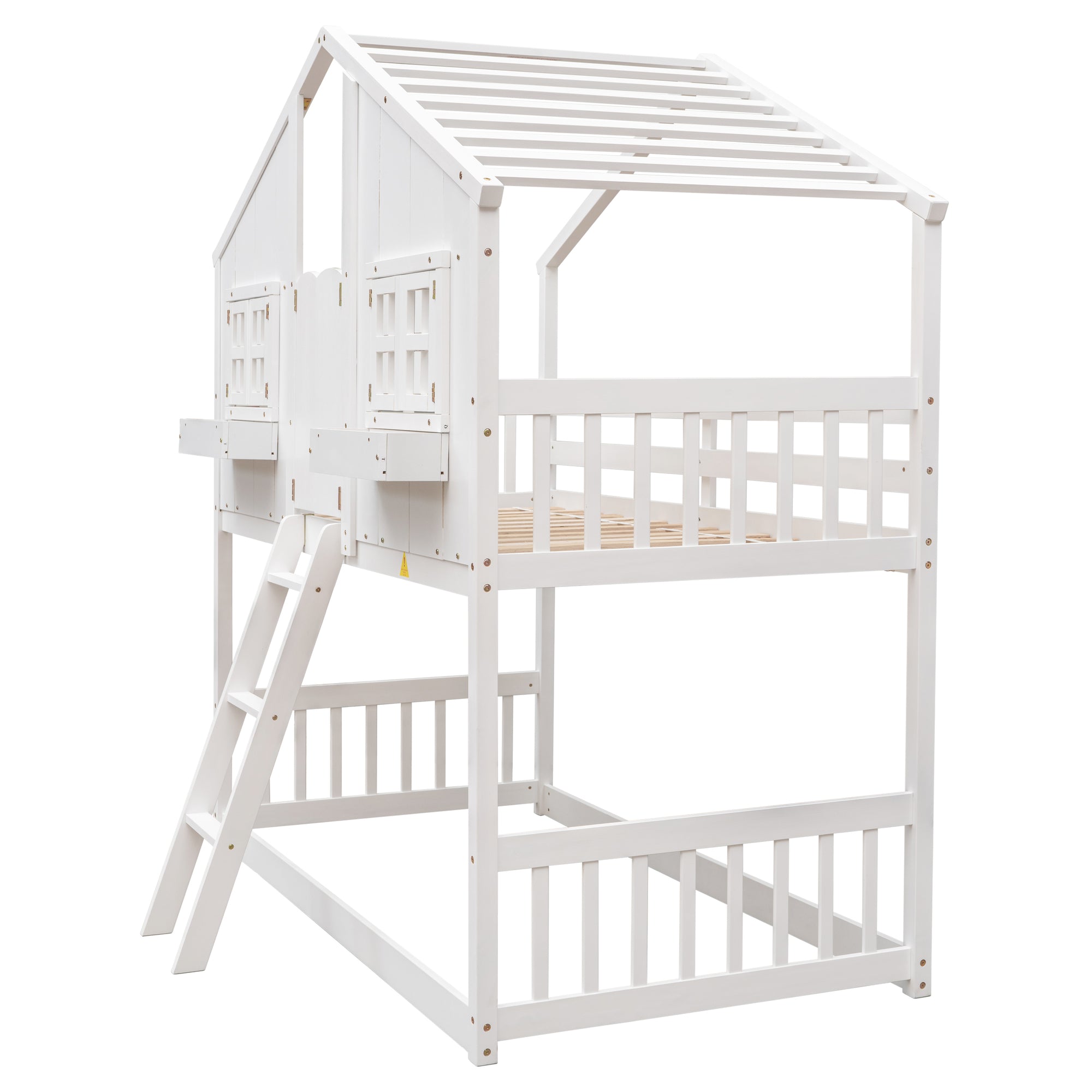 White Twin Over Twin Tree House Inspired Bunk Bed