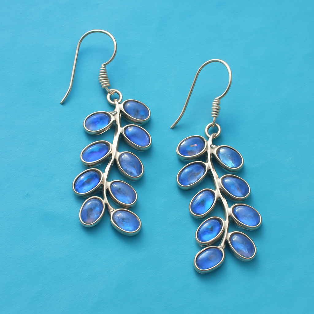 Sparkling Moonstone Moon Earrings