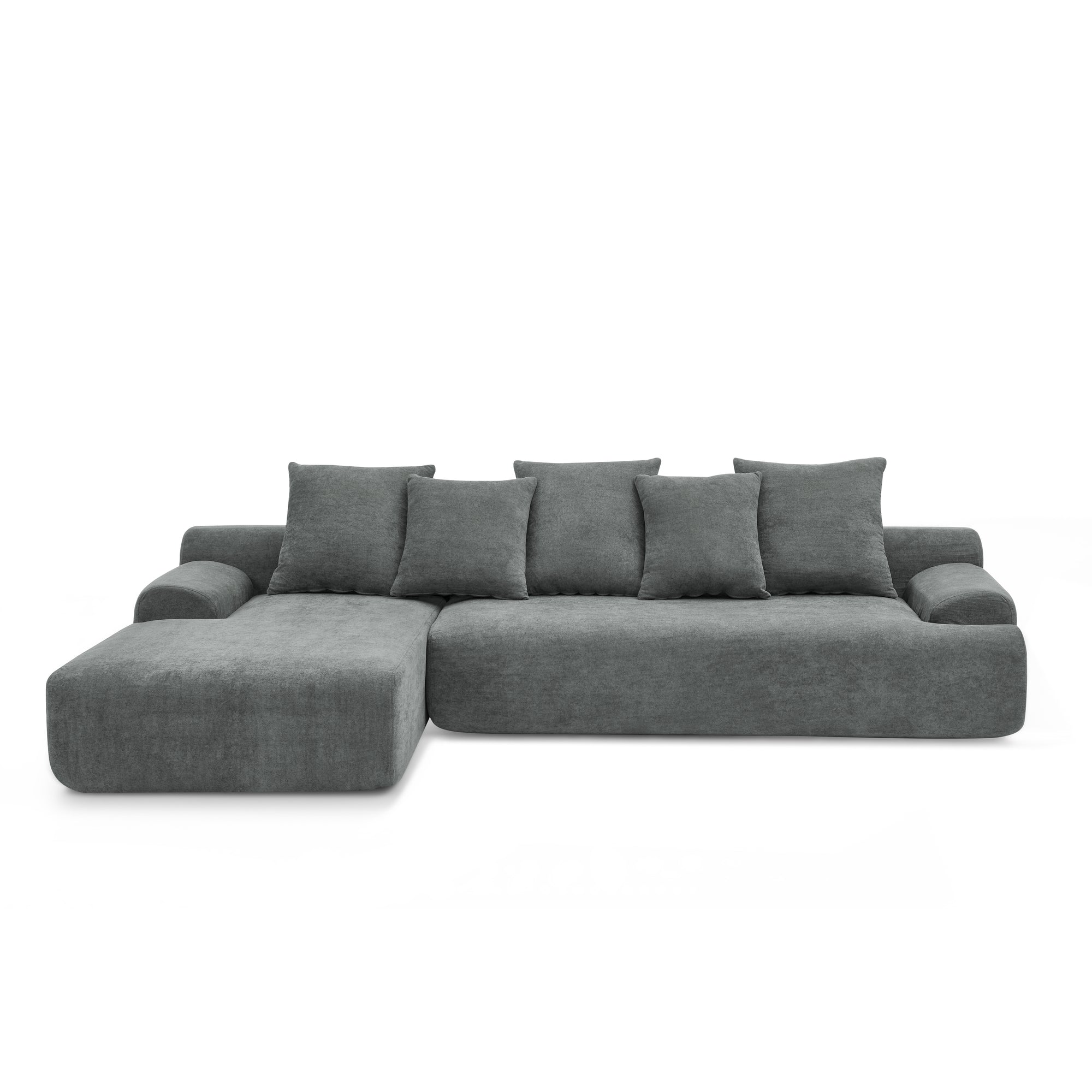 Durban 4-Seat Velvet Modular Sofa in Gray