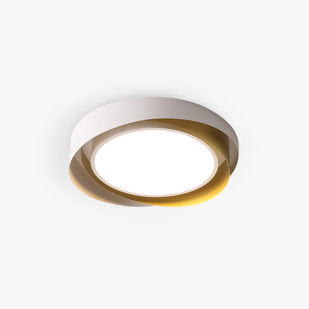 Geometric Flush Mount Ceiling Light in White and Gold