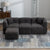 Gray Teddy Fleece Sectional Sofa with Multi-Functional Storage Ottoman