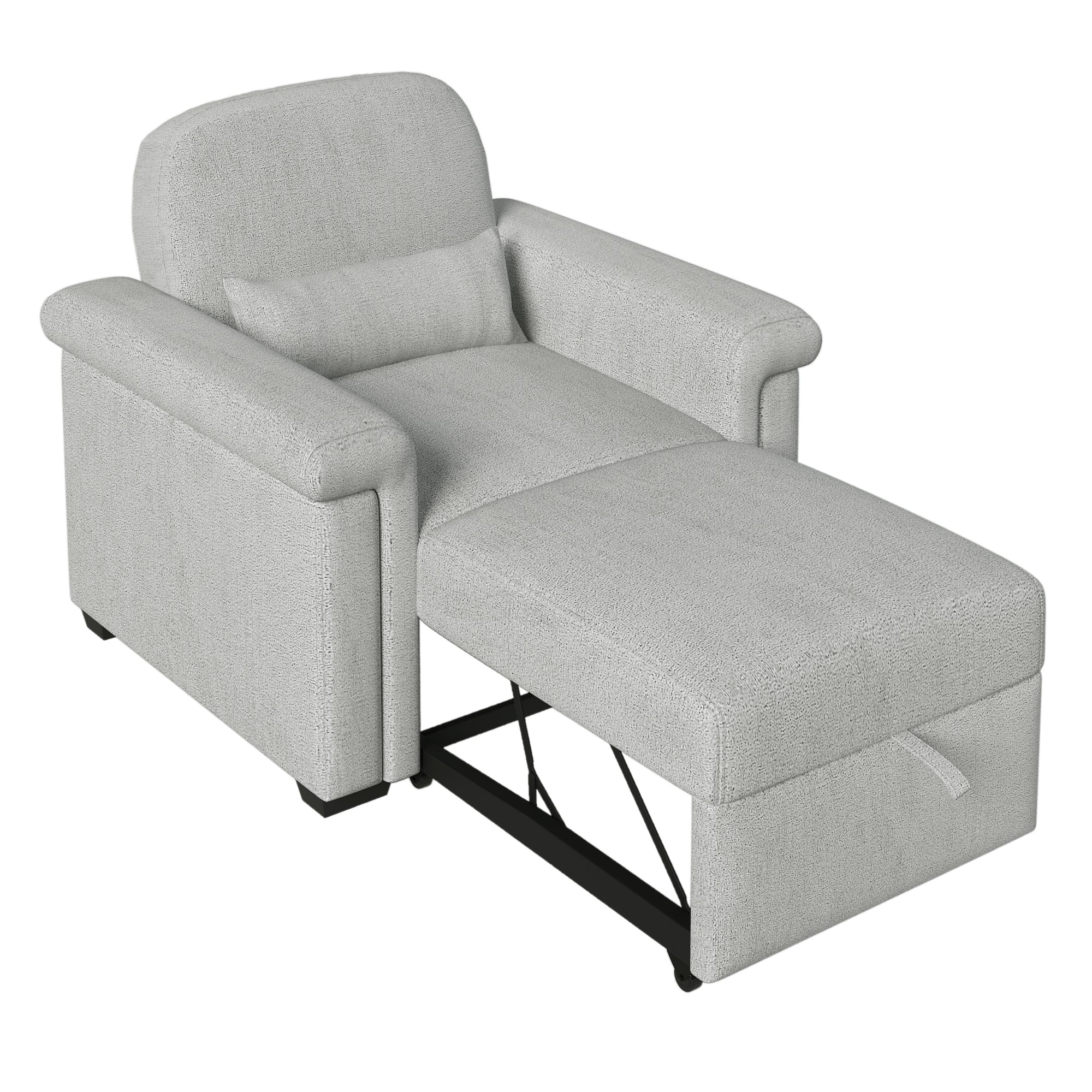 Gray 3-in-1 Convertible Sleeper Chair with Pillow & Adjust Backrest