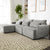 Khartoum Sectional Sofa with Movable Ottoman in Grey Chenille