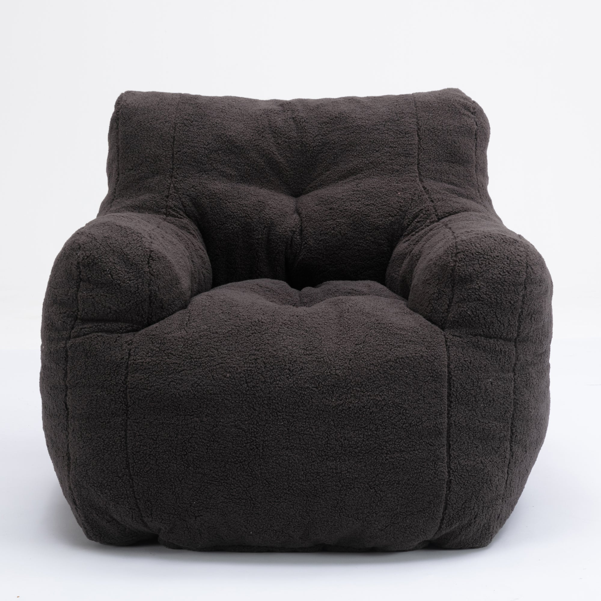 Soft Teddy Tufted Bean Bag Chair in Dark Gray