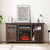 Farmhouse 2 Doors Cabinet With Fireplace Insert In Espresso