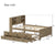 Walnut Fininsh Full Wooden Bed Frame with Trundle and Drawers