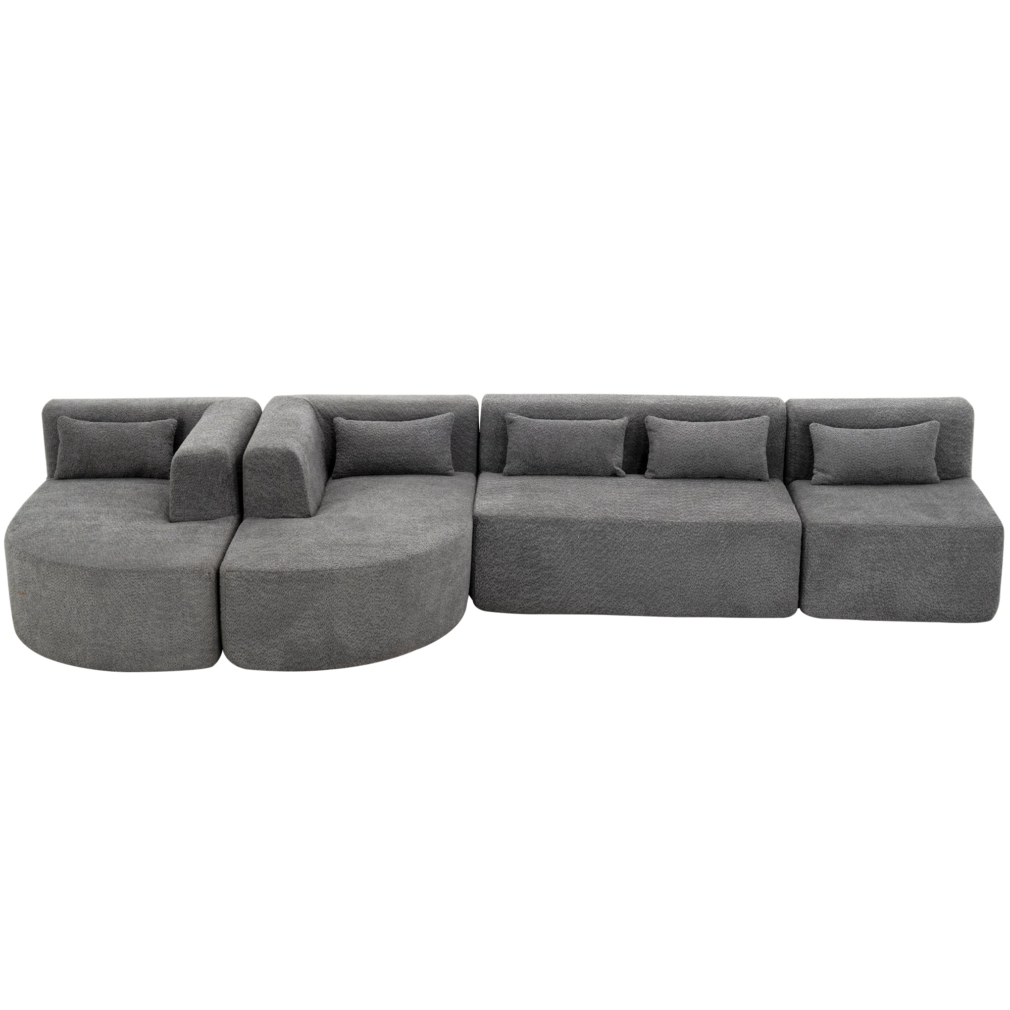 Copenhagen Modular Bouclé L-Shape Sofa in Light Gray