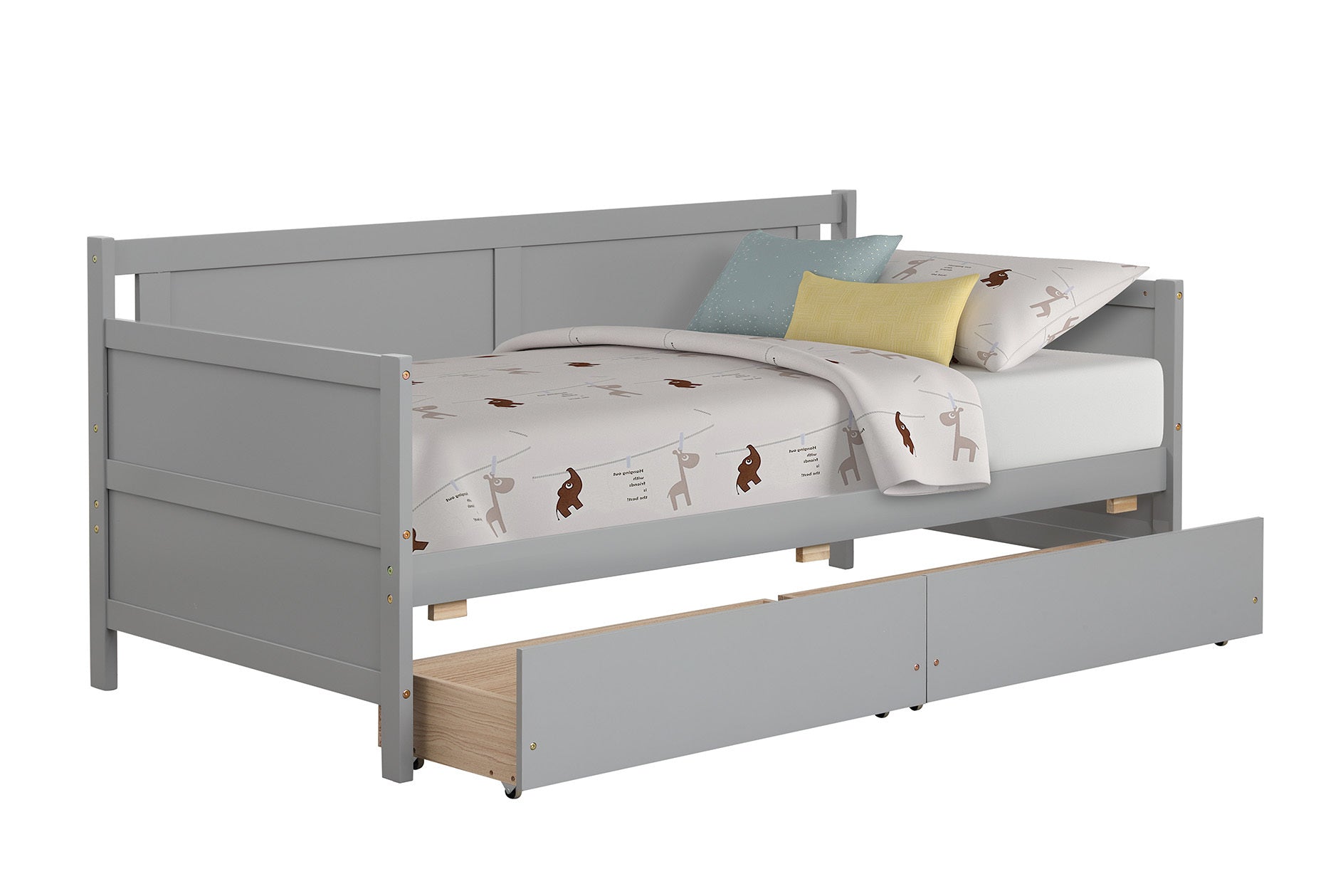 Gray Twin Daybed with Storage Drawers