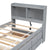 Gray Twin Bed with Bookcase Headboard, USB & Type-C Ports, LED Light, Trundle, and Drawers