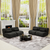 Freely Arrangeable Modern Oversized Chenille Sofa Set In Black With Cylindrical Pillows