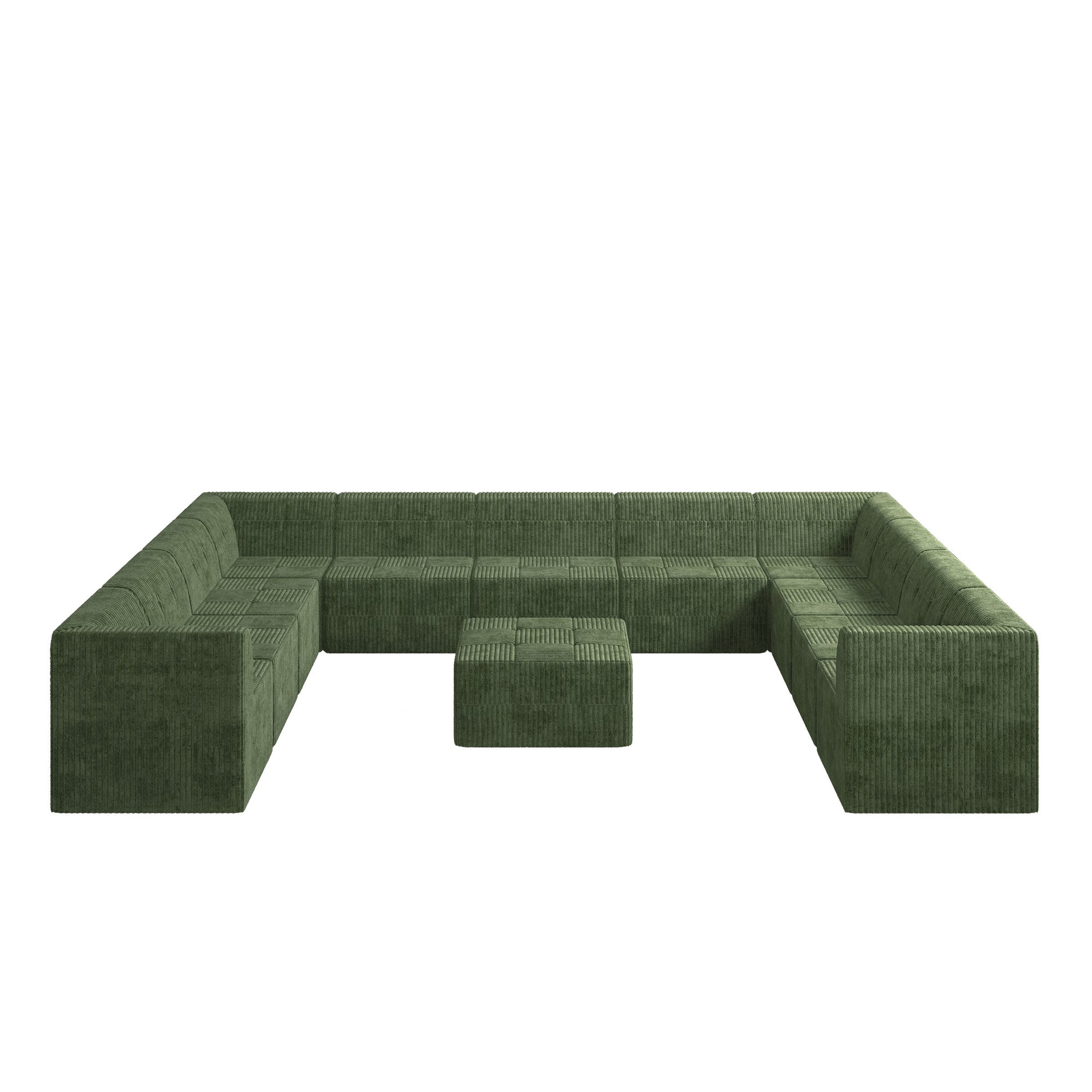 9-Seater Modular Foam Sofa In Green Minimalist Design