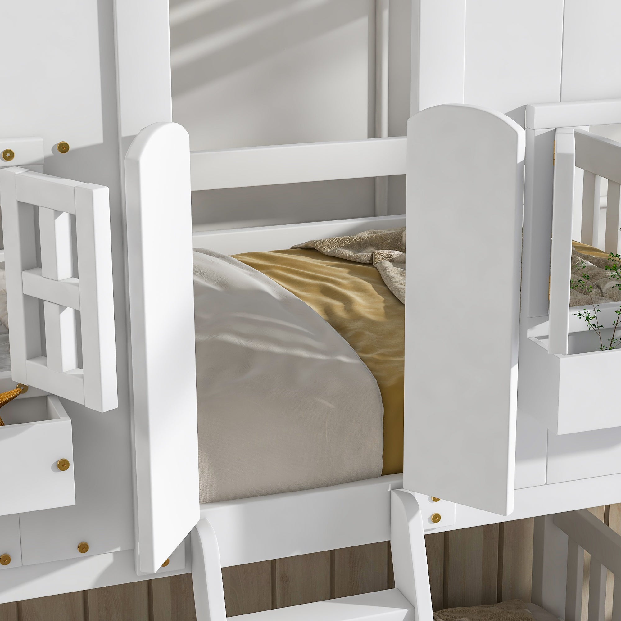 White Twin Over Twin Tree House Inspired Bunk Bed