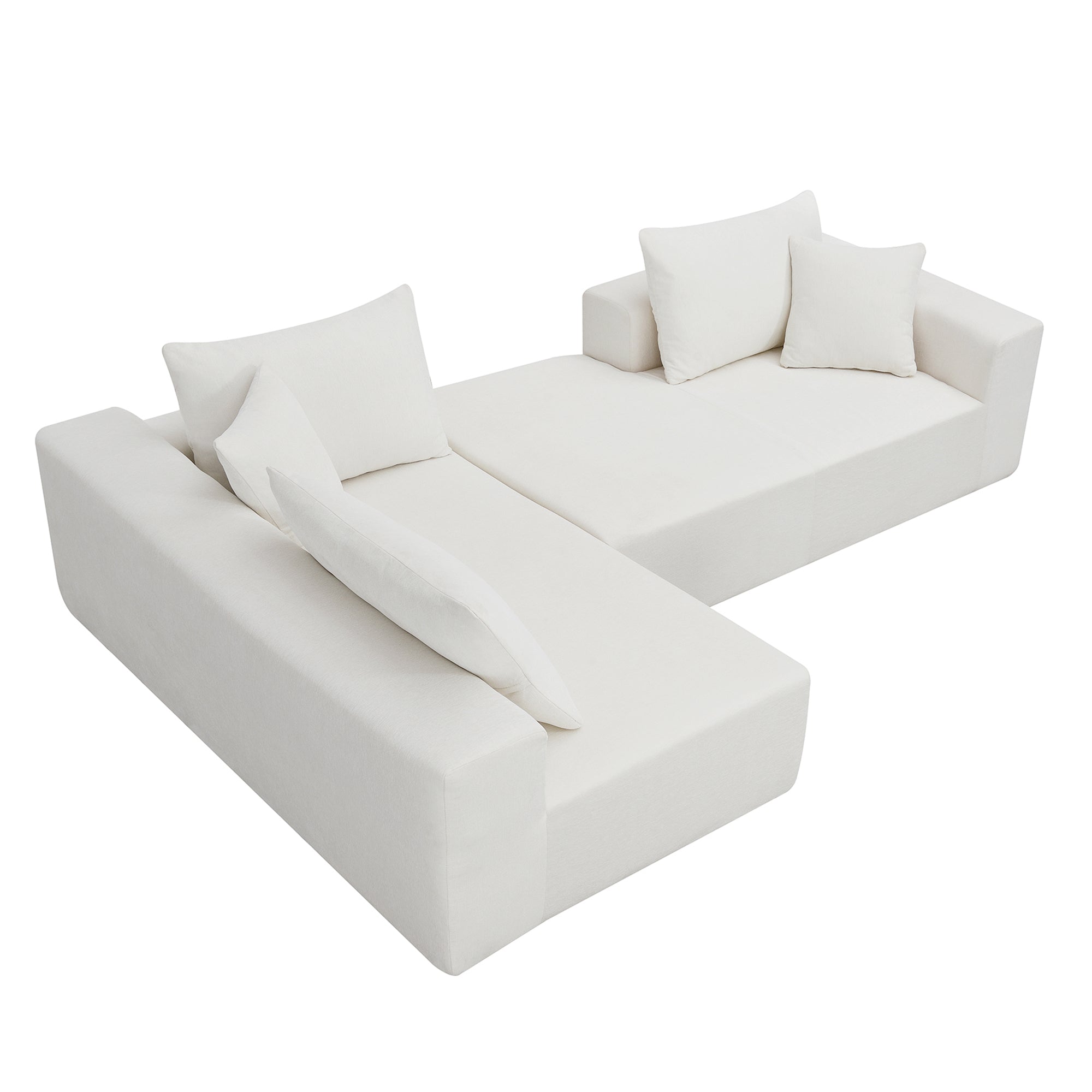 Addis 4-Seat Modular Convertible Sofa in Cream