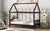 Espresso Twin Rubber Wood House Bed with Headboard and Footboard